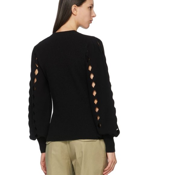 CHLOÉ Black Scalloped Sleeve Sweater - Picture 3 of 4